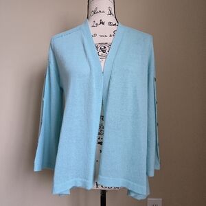 Soft Surroundings icon trisa cardigan linen blend open front womens S